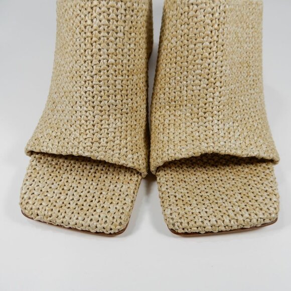 Dear Frances Deri Slip On Square Toe Mules EU 40 9.5 10 Beige Raffia Leather NEW - Picture 7 of 12